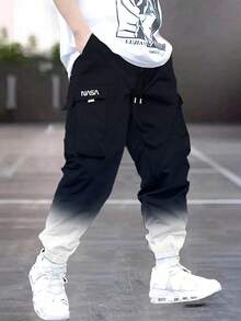 1 件男士春夏多口袋迷彩印花工装裤，休闲，宽松版型，适合海滩、日常通勤、锻炼、徒步旅行、健身、慢跑、日常穿着、秋季 - 白色 - 查看 5