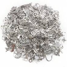 20/30/50/100/200/300pcs Wholesale Bulk Lots Jewelry Making Silver Charms Random Mixed Smooth  Silver Metal Charms Pendants DIY For Necklace Bracelet Jewelry Making And Crafting - Antique Silver - View 11