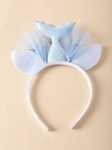 1pc Mermaid Themed Headband With Tulle, Starfish & Shell Decor, Suitable For Party Costume - Blue - View 6