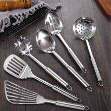 GJL   Stainless Steel Kitchen Utensils Set - 12pcs Cooking Utensils Set With Holder, Heat Resistant Kitchen Tool Set For Cooking With Turners, Potato Masher, Spatula, Spoons, Tongs, Whisk - 銀色 - 查看 5