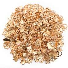 20/30/50/100入組批發手工飾品製作吊墜，隨機混合金色KC黃合金吊墜裝飾，適用於項鍊手鍊製作和手工藝品供應