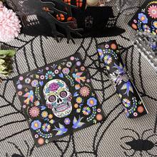 20/40/60 件彩色花卉和鸟类骷髅图案万圣节纸巾，13*13 英寸，双层，万圣节装饰印花纸巾，万圣节派对餐桌装饰和餐饮，万圣节派对用品