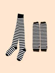 1 Set Of Gloves And Over The Knee Socks Breathable Sweat-Absorbent Suitable For Christmas Halloween Cosplay Party Winter Gear - Multicolor - View 4