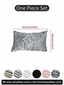 1pc Solid Color Velvet Pillow Cover, Minimalist Plain Dirt-Resistant Removable Washable Decorative Throw Pillow Case For Bedroom, Living Room, Sofa (Pillow Insert Not Included), Champagne, Black - Dark Grey - View 15