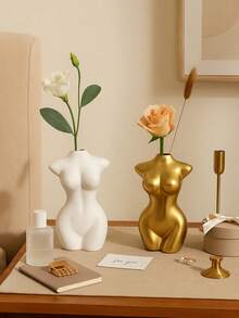 1pc Abstract Female Bust Resin Vase Sculpture, Minimalist Aesthetic Decor With Flower Vase Opening, Suitable For Modern Living Room, Bookshelf, Bedroom Or Desk, Home Decoration, Room Decor Vase - Multicolor - View 6