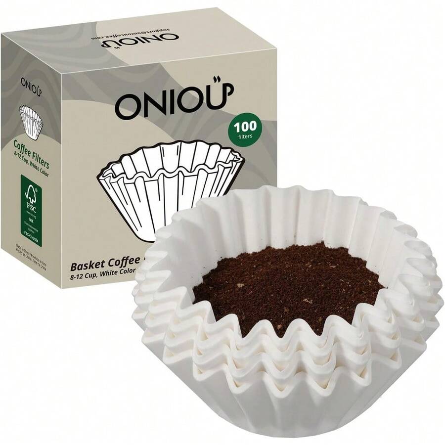 Premium 100-Count Coffee Filters 8-12 Cup Capacity - Oxygen Bleached Flat Bottom Paper For Optimal Drip Brewing, Fast Flow Design Fits Most Standard Coffee Makers, Unbleached Natural White Filters For Rich Flavor Extraction - 100 計數 - 查看 1