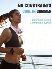 Portable Neck Fan, Air Conditioning Neck Fan, USB Rechargeable, 3 Wind Speeds, Bladeless Design, Suitable For Indoor And Outdoor Use In Summer,Outdoor,Garden,Travel Essentials,Portable Essentials,Beach Essentials,Graduation Season,Commencement,Graduation Ceremony,Graduation Gift,Graduation Present,Graduation Gift,Graduation Present,Congrats Grad,Congratulations Graduate,Valedictorian,Finish School,Graduation Party,Outdoor Essentials,Travel Portable,Hiking Essentials,Camping Essentials,Portable Tools,Summer Essentials ,Summer Portable - Multicolor - View 5