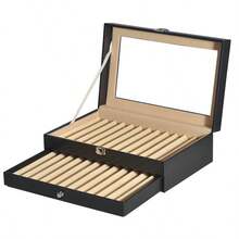 Porte-stylo en acier à 24 fentes sur deux niveaux, décoration d'étude, fournitures scolaires, cadeau de rentrée des classes, boîte d'affichage de stylos, convient à diverses occasions, boîte de rangement pour collection de stylos, boîte d'affichage, fermoir métallique, apparence premium