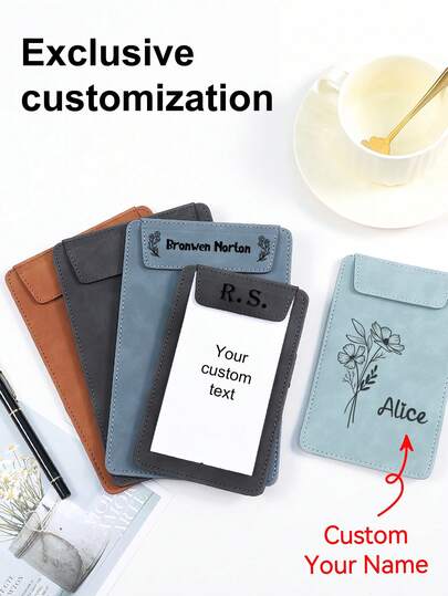 [Custom] A4/A5/A6/A7 Leather Clipboard Set | Customizable Name + Multiple Colors | Hard Clipboard + Loose-Leaf Binder + File Folder | Suitable For Office Meetings, File Organization, Back To School, Exam Storage | Personalized Gift, For Teacher
