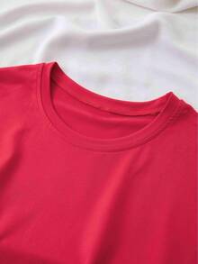 Women'S Valentine'S Day Teddy Bear Graphic T-Shirt - Soft Breathable Green Tee With Pink Hearts & "I Love You" Design, Casual Short Sleeve Top For Spring & Summer, Valentine'S Day Shirts{S-4xl}Relaxed Plus Size T-Shirt - 紅色 - 查看 5