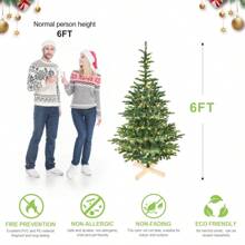 Artificial Creative Mixed Christmas Tree - Christmas Tree With Warm White LED String Lights, Contains 4 Sizes (5ft/6ft/7ft/8ft), Made Of High-Quality PE/PVC Material, With A Sturdy Wooden Tripod, Suitable For Christmas Party Decorations, Office, Home Display