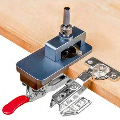 Kit de plantilla actualizada de 35 mm para bisagras ocultas, plantilla de perforación para bisagras de carpintería, guía de perforación y localizador para puertas de gabinete con marco frontal