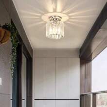 1pc Crystal Entrance Hall Light, Creative Glass Lampshade Ceiling Light For Foyer, Living Room, Corridor, No Bulb Included - Various - View 11