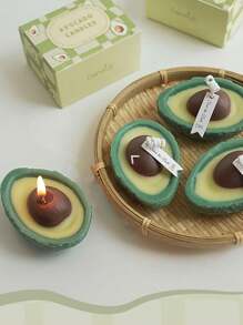 1/4pcs Avocado Scented Candle, Handmade Realistic Fruit Candle, Atmosphere Gift, Fragrance Candle