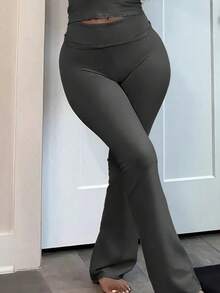 3pcs/Set Large Size Women's Casual High Yoga Pants Set   Elastic Waist Gym Workout Flare Leggings - 黑色+淺灰色+灰色 - 查看 7