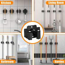 Soporte de pared para escoba y utensilios, 2/4 piezas, soporte de pared para herramientas, incluyendo material de montaje, para montaje en pared de utensilios de jardín como escoba, trapeador, pala, herramientas - Multicolor - Ver 6