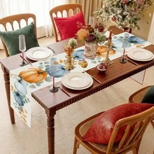 1 Colorful Pumpkin And Other Holiday Element Pattern Table Flag, Made Of 72 Inch Knitted Polyester Fiber, Suitable For Holiday Gathering Tables, Home Kitchen Decoration, And Gifts. - Multicolor - View 9