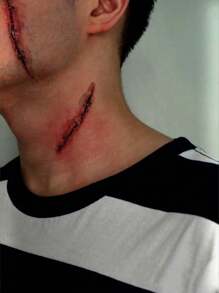 8/6/3/1 pieza Pegatinas de tatuaje temporal para efectos de cicatriz y herida de Halloween, diseño de modelo de broma, adecuado para cara, cuello, manos, brazos y arte corporal (Halloween)