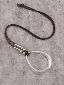 1 件时尚优雅金色不对称扭曲吊坠项链，适合送给男朋友、女朋友、家人、日常配饰的礼物 - 臘繩 - 查看 29