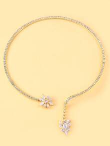 قلادة سلكية قابلة للتعديل على شكل وردة الزركونيا للنساء قطعة واحدة