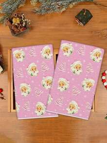 40*60cm Weihnachts-Geschirrtuch, süßes Weihnachtsmann-Muster dekoratives Handtuch, saugfähiges Reinigungstuch für Weihnachtsküche & Bad, Doppelnutzen Feiertags-Dekorationstuch - Verschiedenfarbig - Übersicht 5