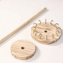 1 szt. okrągły drewniany organizer na naszyjniki z 12-18 haczykami, elegancki stojak wystawowy na naszyjniki i bransoletki w witrynie jubilerskiej, stylowe rozwiązanie do przechowywania na biurku dla kobiet, idealny na niezbędne rzeczy w podróży, organizacja akademika na powrót do szkoły, stylowa dekoracja jesienna, idealny na prezenty i dekorację domu na Boże Narodzenie, Święto Dziękczynienia, Nowy Rok i Walentynki