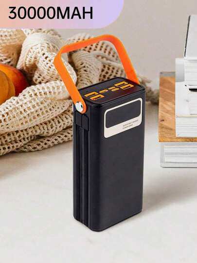 1pc 30000/50000/60000mAh Capacity Power Bank, Dual Cables, Quad Output, Triple Input, 22W Fast Charging, Portable Handheld Power Supply, Initial Voltage Display May Be Inaccurate But Will Normalize After 2 Charge/Discharge Cycles, Suitable For Outdoor Camping, LED Lights, Graduation Gifts, Singles Party Favors, Bridesmaid Gifts, Father's Day Gifts, Bridal Shower Favors, Wedding Guest Gifts, Birthday Party Decor, Wedding Supplies