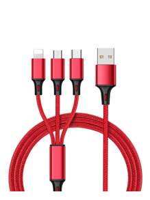 Cable de carga USB trenzado de nailon 3 en 1, conector universal de carga rápida USB a Lightning/Tipo-C/Micro USB, redondo mate 36V macho a macho, salida de 10-20W para iPhone y talla grande. Cable de datos y carga múltiple USB de carga rápida 3 en 1 colorido, cable de carga Tipo C Micro, cable de datos de carga súper rápida, adecuado para iPhone, teléfonos Tipo-C, teléfonos Android.
