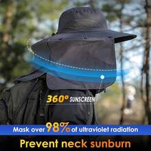 Fishing Hat For Men&Women,Outdoor UV Waterproof Wide Brim Bucket Hat,UPF50+ Sun Hat With Neck Flap