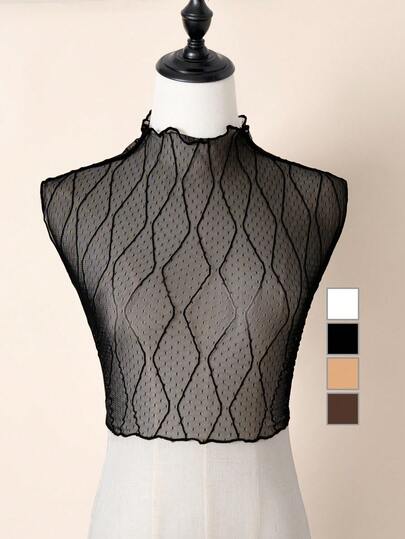 1pc New Lace Mock Neck Slim Fit Sheer Sexy Long Sleeve Undershirt For Women For Dress For Christmas Decor