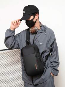 1 peça bolsa de peito masculina de alta qualidade, bolsa transversal preta com trava de senha antirroubo, orifício para fone de ouvido, adequada para adolescentes, casual, atividades ao ar livre, esportivas, viagens, formatura, presentes de aniversário
