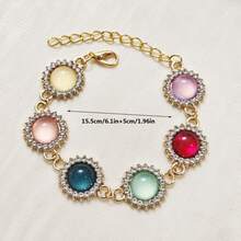 New Colorful Cat Eye Round Pendant Bracelet, Fashionable & Elegant Jewelry Gift