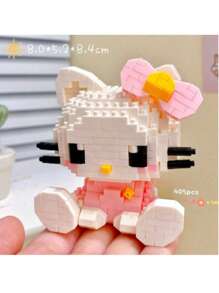 Sanrio 10cm 500 Pieces Sanrio Anime Hello Kitty, My Melody, Cinnamoroll, Kuromi Friends Building Block Gift, Pochacco, Pompompurin Mini Cartoon Character Assembly Toy Blocks, Birthday Gift, Room Decor