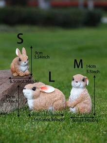 1pc Simulation Rabbit Family Statue Easter Resin Rabbit Ornaments Outdoor Courtyard Garden Desktop Decoration Crafts Rabbit Animal Sculpture Gift - Multicolor - View 5