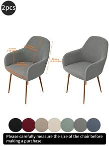 1pc Solid Striped Curved, High Elastic Dust-Proof Full Cover Chair Slipcover, Suitable For Hotel, Living Room, Study, Dining Room, Daily Use, Available In Black, Gray, Beige - Multicolor - View 25