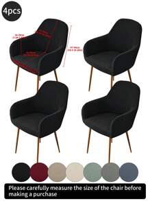 1pc Solid Striped Curved, High Elastic Dust-Proof Full Cover Chair Slipcover, Suitable For Hotel, Living Room, Study, Dining Room, Daily Use, Available In Black, Gray, Beige - Multicolor - View 37