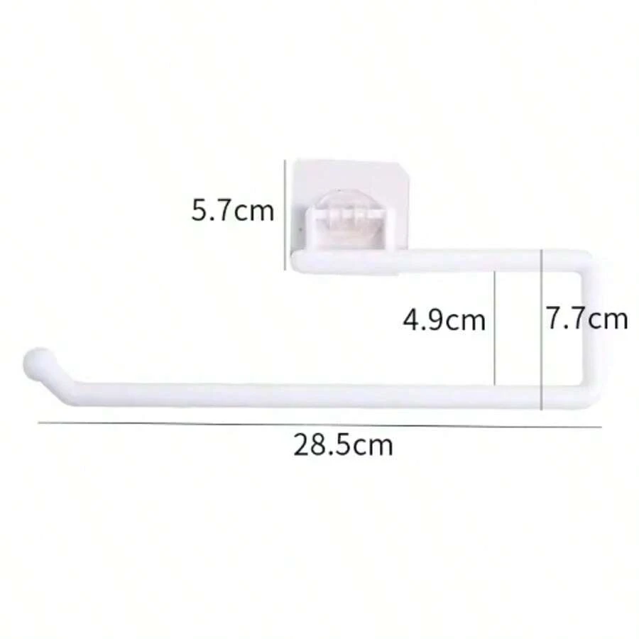 Punch-Free Kitchen Paper Towel Rack Toilet Paper Roll Rack Hanger Wall-Mounted Towel Bar Kitchen Bathroom Accessories - 白色 - 查看 1