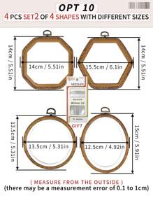 مجموعة 3 قطع/4 قطع من حلقات التطريز الخشبية البنية الرجعية المزيفة DIY، إطارات غرزة الصليب، إطارات إبرة الثقب، مصنوعة من ABS وPVC متينة، مع خطافات معدنية نحاسية للتعليق، مناسبة لديكور عيد الميلاد والهالوين، الأكياس والملابس والهواتف والمفاتيح والإكسسوارات الشعرية والمكتب والسرير والسيارة، تشمل 16 إبرة تطريز