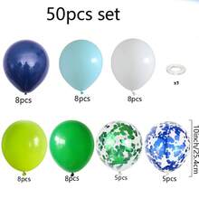 Globos de látex de 10 pulgadas de color azul marino y verde oscuro, globos de color blanco de té de frutas con cintas. Adecuado para fiestas de revelación de género, despedidas de soltero/soltera, celebraciones, fiestas de cumpleaños, graduaciones, aniversarios, fiestas del Día de la Independencia, duchas nupciales, Navidad, San Valentín, Día de la Madre, fiestas festivas, Ramadán - Multicolor - Ver 4