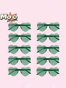 1/2/4/8/10只装心形派对眼镜，时尚心形，派对眼镜，沙滩配饰，适合婚礼、生日派对、旅行、新娘送礼会、单身派对、婚礼、伴娘礼物 - 綠色 - 查看 4