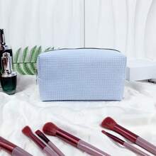Customized Embroidered Makeup Organizer Pouch, Monogram Waffle Makeup Bag - Monogram Graduation Gift - Bridesmaid Gift, Classic Makeup Bag Perfect For Dorm Life, Customized Embroidered Mesh Makeup Pouch/Toiletry Bag, Essential For Travel & Business, Fashionable Solid Color, Multiple Colors Available, Customized Embroidered Text Or Logo For Corporate Gifts & Team Building