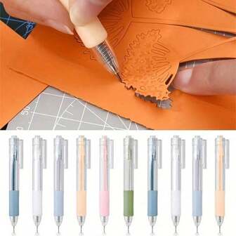 6pcs Precision Craft Paper Knife Pens - Retractable Blade, Ergonomic Handle, 6 Colors For You To Choose (Blue, Purple, Green, Pink, White, Yellow) Perfect For Artists, Craftsmen And DIY Projects - Multi-Purpose Tool For Office, School, Scrapbooking And Paper Crafts Back To School