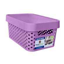 Kit Of 2 Modern Plastic Organizer Boxes With Lids - Lilac Purple - View 3
