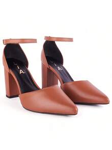 Women's Pumps, Medium Block Heel, 9cm Thick, Modern, Comfortable - 駝色 - 查看 2
