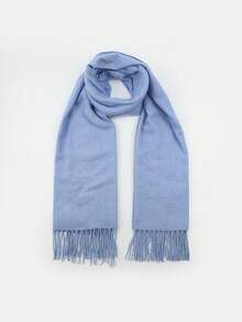 1pc Women's Solid Color Short Fringe Silky Soft Travel Photography Minimalist Fashion Scarf Shawl Neck Wrap