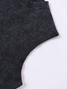 Unique Tailor 230g Men's Pure Cotton Sleeveless Vest, Cotton Washed Round Neck Vest, Gothic Blindfolded Nun Pattern Sleeveless Top Design, Vintage Washed Craftsmanship, Daily Casual Wear - Black - View 6