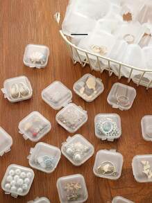 100/5pcs Transparent Jewelry Storage Box, Earplug Storage Box, Plastic Mini Storage Box, Portable Jewelry Box, Flip Cover Packaging Storage Box, Suitable For Small Items Storage, Portable Jewelry Storage Box