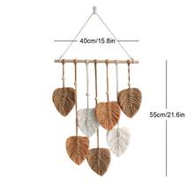 1pc Macrame Wall Hanging, Boho Style Wall Decor Tapestry, Handwoven Green Leaf Tassel Wallpaper - Green - View 17