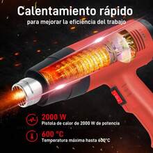 Pistola Eléctrica Calor Temperatura Ajustable 2000w Boquilla - Tipo de Enchufe A USA (110-127V) - Ver 3