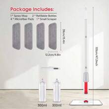 1 Set Microfiber Spray Mop For Hardwood Floors. Reusable Mop Base Suitable For Hardwood, Laminate, Vinyl And Tile Floors In Kitchen - Red and White - View 2
